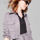 Women's Plaid Cropped Shirt Jacket - Wild Fable Violet