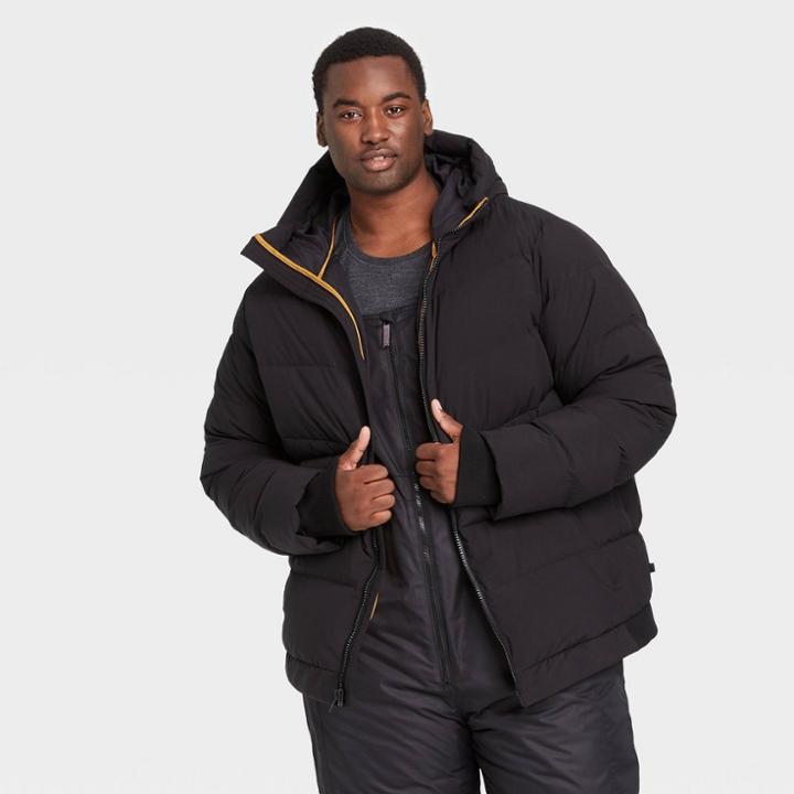 Men's Big & Tall Heavyweight Down Puffer Jacket - All In Motion Black