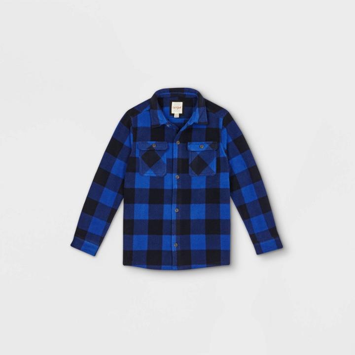 Boys' Microfleece Button-down Jacket - Cat & Jack Blue