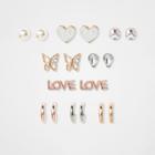 Girls' 9ct Mini Hoops, Heart & Stones Earrings - Cat & Jack,
