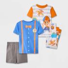 Toddler Boys' 4pc Blippi Uniform And Dino Striped Snug Fit Pajama
