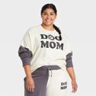 Modern Lux Women's Plus Size Dog Mom Colorblock Graphic Sweatshirt - Off-white/gray