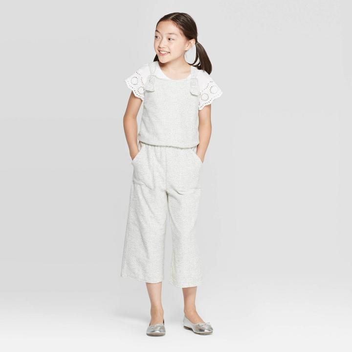 Girls' Stripe Jumpsuit - Cat & Jack Cream