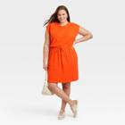 Women's Plus Size Sleeveless Extended Shoulder A-line Dress - A New Day Orange
