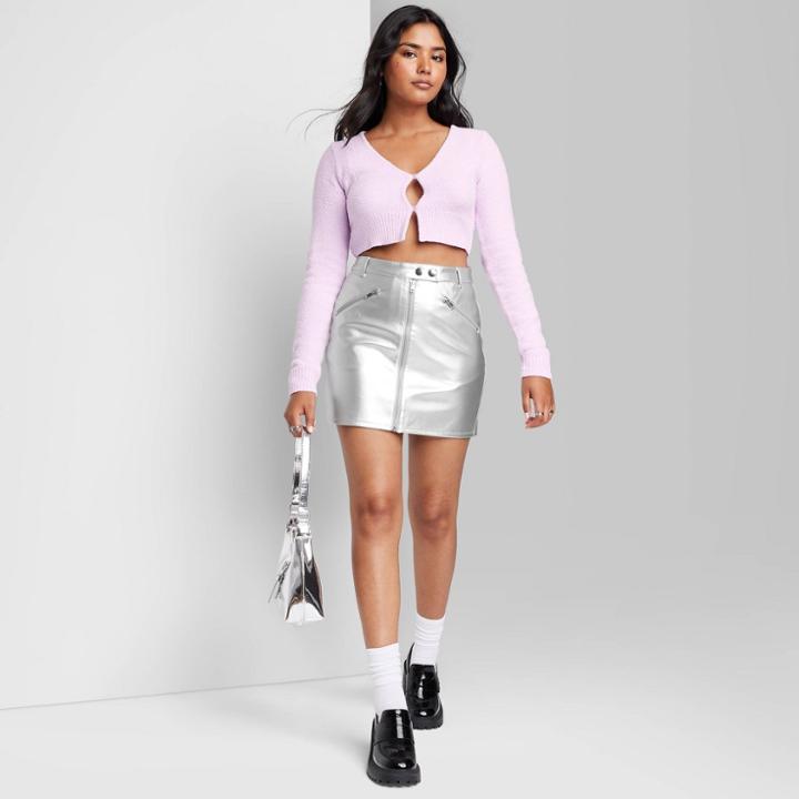 Women's Faux Leather Moto Mini Skirt - Wild Fable