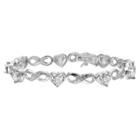 Target Treasure Lockets Silver Plated Tennis Bracelet With 5mm Clear Heart Cubic Zirconia