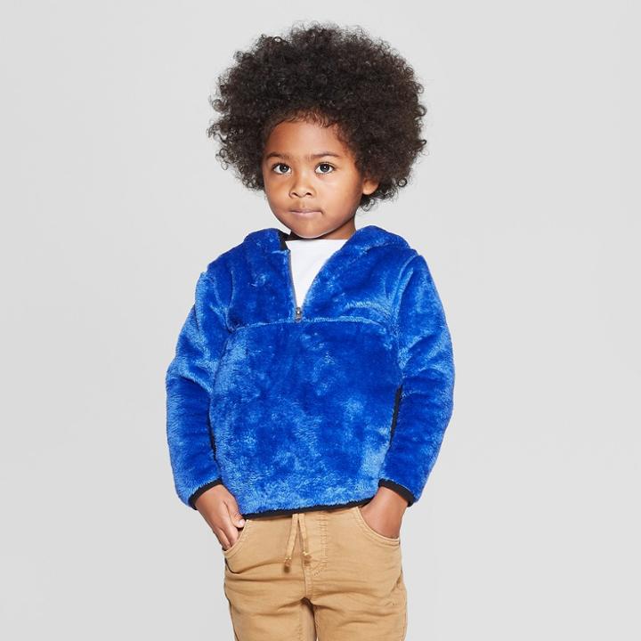 Toddler Boys' Teddy Bear Fleece Hoodie - Cat & Jack Blue