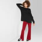 Women's Long Sleeve Oversized Crew Neck T-shirt - Wild Fable Black