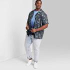 Men's Big & Tall Short Sleeve Button-down Shirt - Original Use Charcoal Gray/floral Print