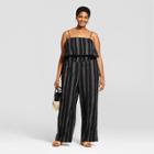 Women's Plus Size Striped Jumpsuit - A New Day Black/white