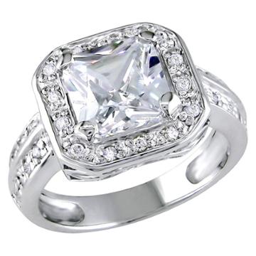 Allura 5 3/5 Ct. T.w. Octagon Cubic Zirconia 4-prong Set Engagement Ring In Sterling Silver