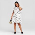Women's Plus Size Polka Dot Short Sleeve Ruffle Sleeve Dress - A New Day White/black