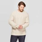 Men's Big & Tall Cable Crew Neck Sweater - Goodfellow & Co Heather Oatmeal 4xb, Grey Oatmeal