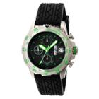 Men's Breed Socrates Full-function Chronograph Silicone Strap Watch-silver/green,