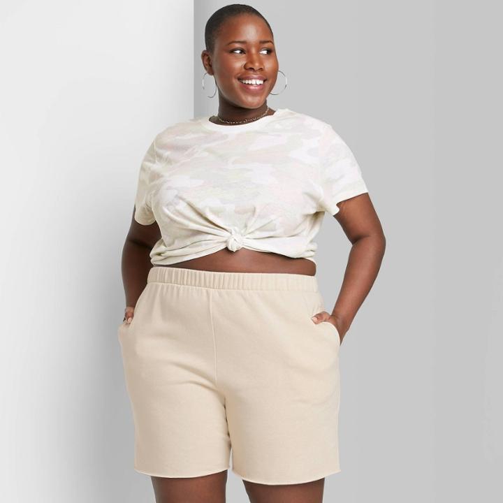 Women's Plus Size High-rise Bermuda Shorts - Wild Fable Tan