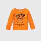 Disney Toddler Girls' Mickey Mouse 'scary Cute' Halloween Long Sleeve T-shirt - Orange