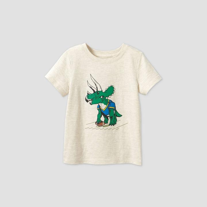 Toddler Boys' Short Sleeve Triceratop Football T-shirt - Cat & Jack Oatmeal Heather