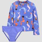 Carter's Just One You Toddler Girls' Mermaid Print Rash Guard Set - Purple