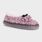 Muk Luks Women's Sherpa Ballerina Slipper Socks With Poms - Purple