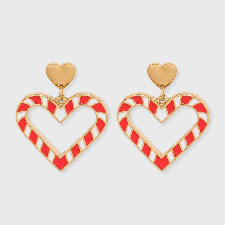Girls' Candy Cane Heart Earrings - Art Class Red