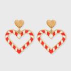 Girls' Candy Cane Heart Earrings - Art Class Red