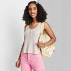 Women's Button Placket Waffle Tank Top - Wild Fable Tan