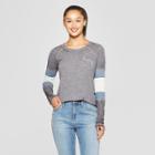 Women's Long Sleeve Happy Raglan Graphic T-shirt - Zoe+liv (juniors') Charcoal