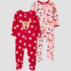 Toddler Girls' Santa Fleece Footed Pajama - Just One You Made By Carter's Pink/red