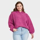 Women's Plus Size Sherpa Hooded Sweatshirt - Universal Thread Purple