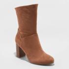 Women's Caralynn Microsuede Heeled Slouch Bootie - A New Day Cognac