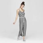 Women's Striped Strappy Knit Cropped Jumpsuit - Xhilaration Charcoal (grey)
