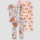 Carter's Just One You Toddler Girls' 4pc Pandas And Peaches Pajama Set - Gray/pink