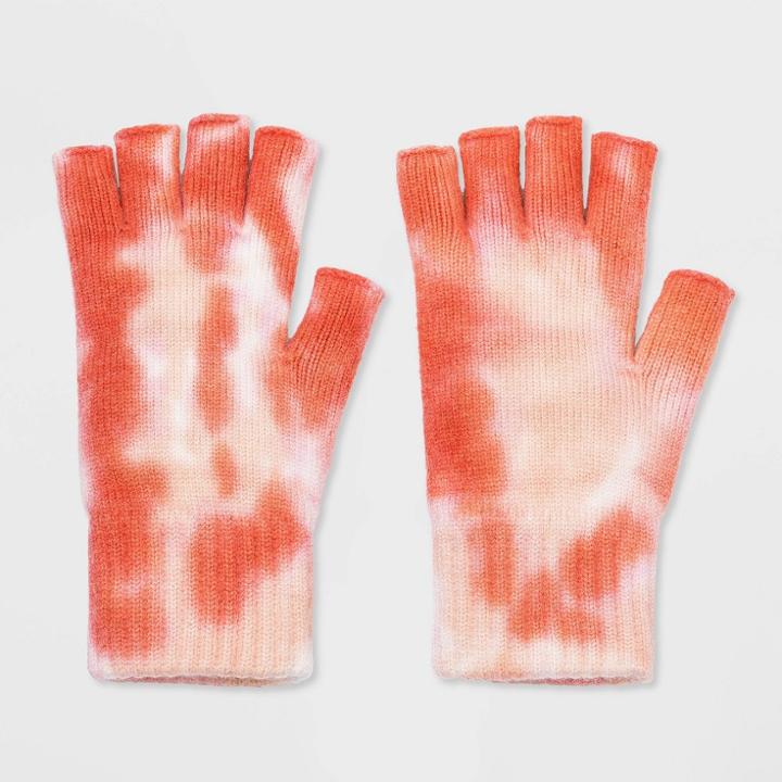 Women's Tie-dye Fingerless Mittens - Wild Fable Pink