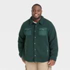 Men's Big & Tall Sherpa Long Sleeve Shacket - Goodfellow & Co Dark Green