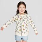 Toddler Girls' Hooded All Over Print Sweatshirt - Cat & Jack Cream 12m, Girl's, White