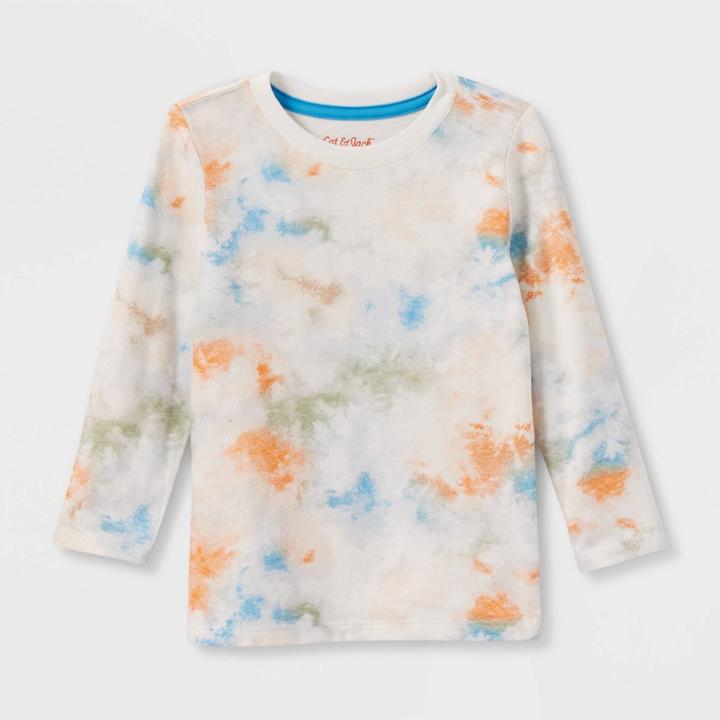 Toddler Boys' Long Sleeve Jersey Knit Crewneck T-shirt - Cat & Jack Blue/orange