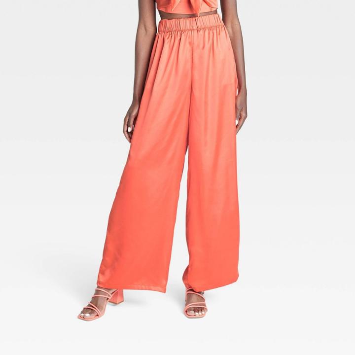 Black History Month Target X Sammy B Women's Mid-rise Satin Pull-on Pants - Orange