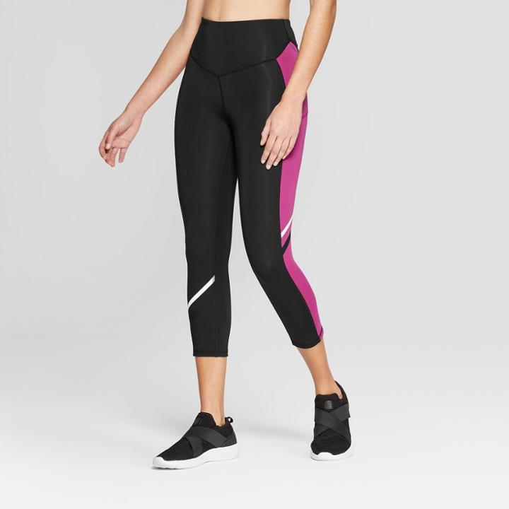 Women's Training High-waisted Capri Leggings - C9 Champion Black/magenta (black/pink)