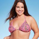 Women's Crochet Trim Triangle Bikini Top - Wild Fable Pink Floral Print
