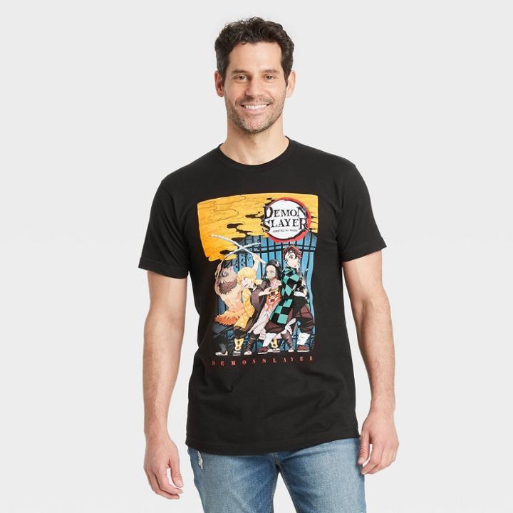 Men's Demon Slayer Short Sleeve Graphic T-shirt - Black