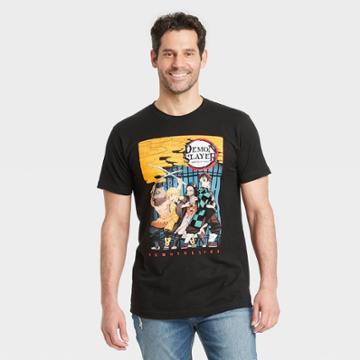 Men's Demon Slayer Short Sleeve Graphic T-shirt - Black