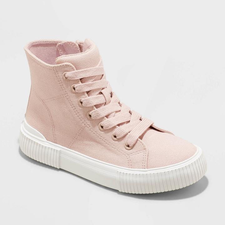 Girls' Cora Zipper Lace-up Apparel Sneakers - Cat & Jack Blush