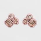 Cluster Stone Button Earrings - A New Day Pink