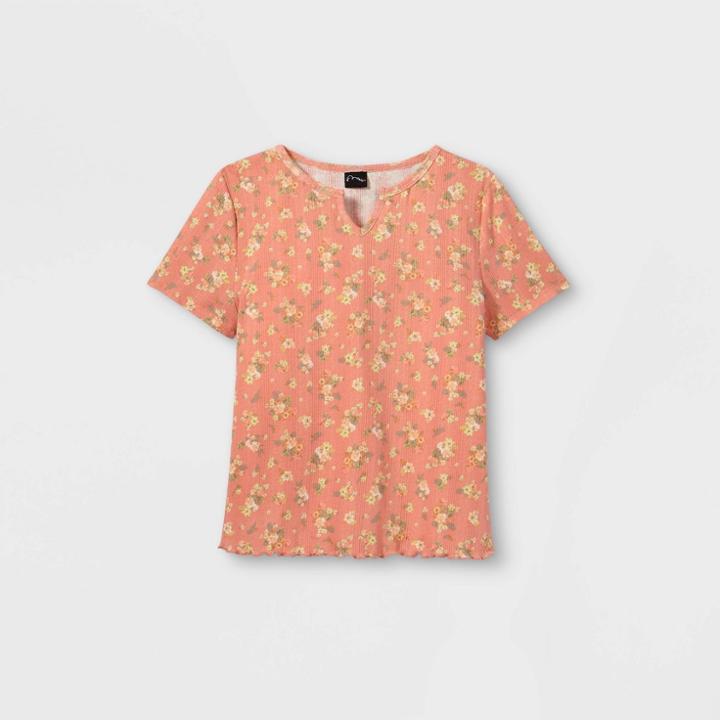Girls' Short Sleeve Notch Neck T-shirt - Art Class Pink