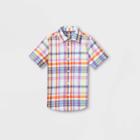 Boys' Woven Short Sleeve Button-down Shirt - Cat & Jack Blue/purple