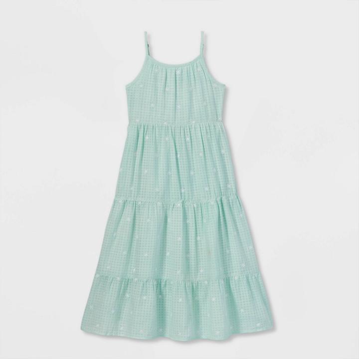 Girls' Tiered Embroidered Woven Maxi Sleeveless Dress - Cat & Jack