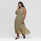 Women's Plus Size Floral Print Sleeveless Collared A Line Dress - Who What Wear Yellow