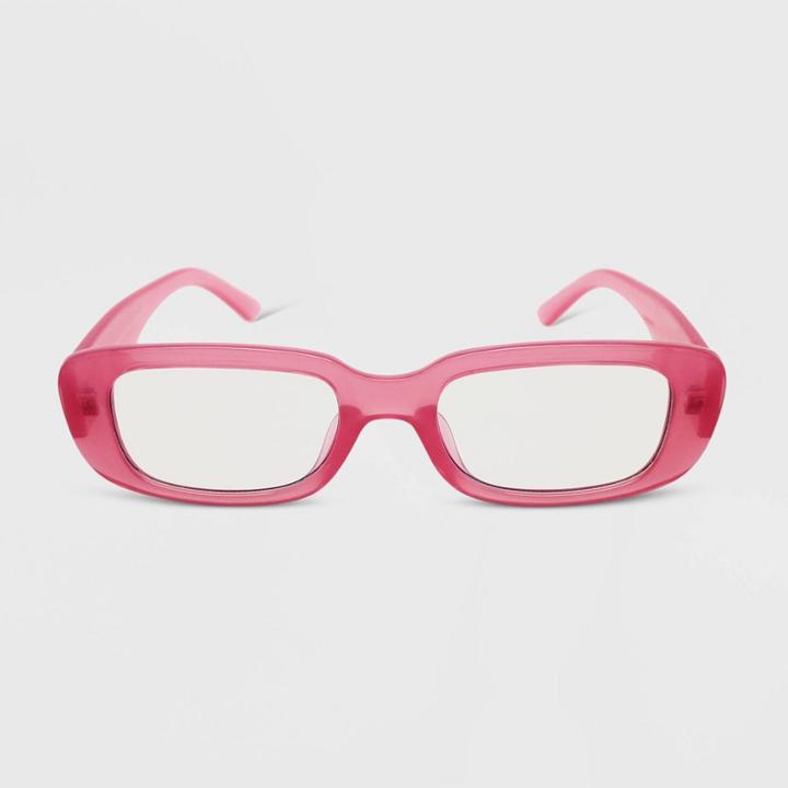 Women's Plastic Rectangle Blue Light Filtering Glasses - Wild Fable Pink