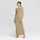 Women's Sleeveless Rib Knit Dress - A New Day Olive Xs, Women's, Green