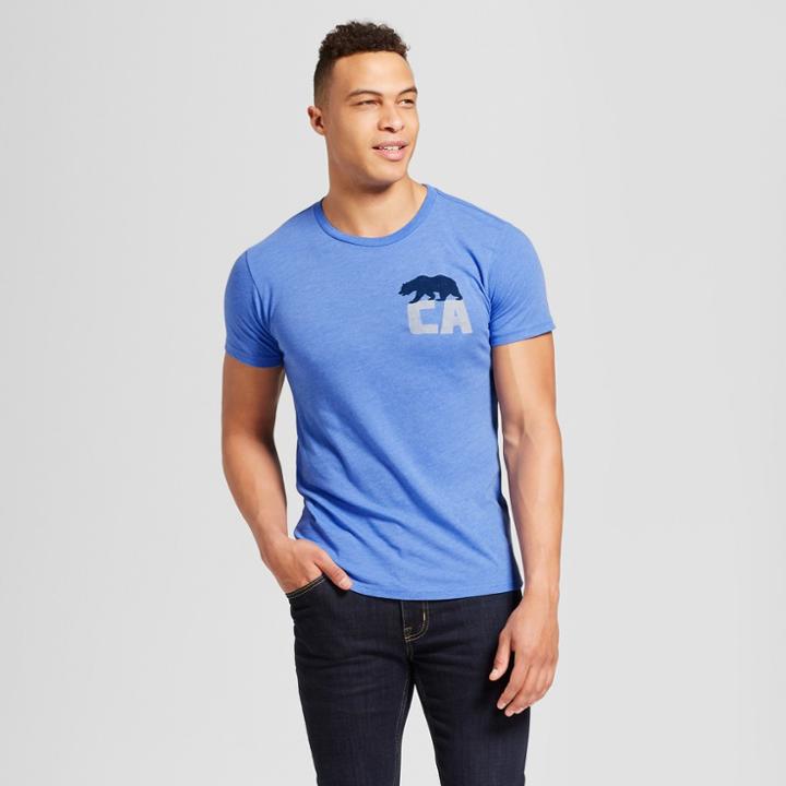 Men's California Ca Bear Short Sleeve Crew Neck T-shirt - Awake - Blue